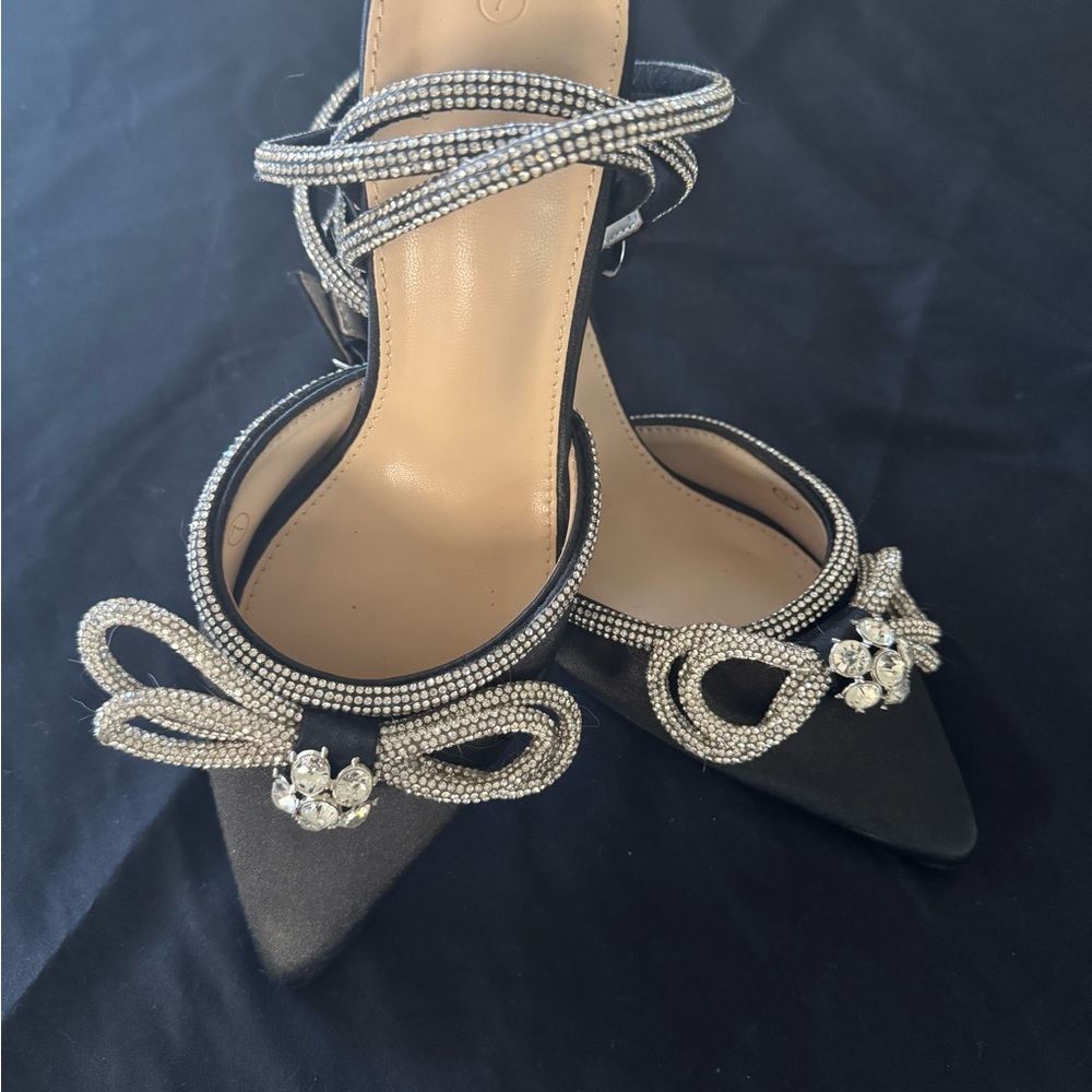 Chic Black and Silver Rhinestone Heels